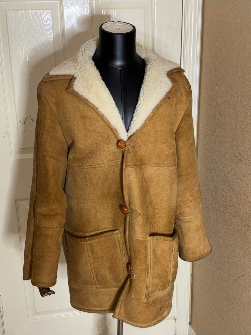 Overland Sheepskin Co Mens Shearling Highland Rancher Coat Jacket Large 44